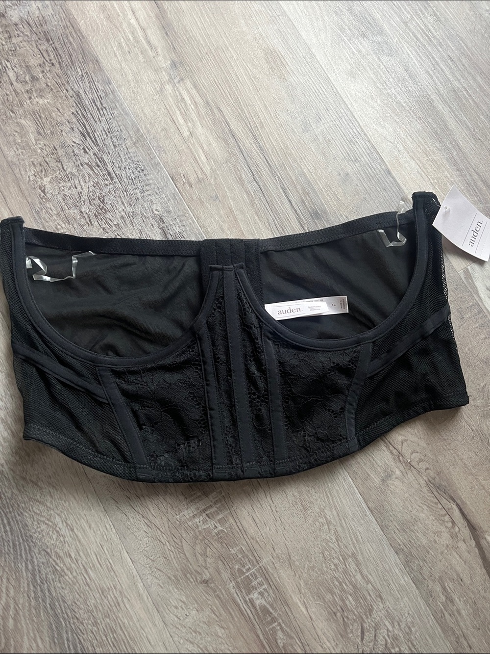 Auden Black Longline Lace Bustier Bra